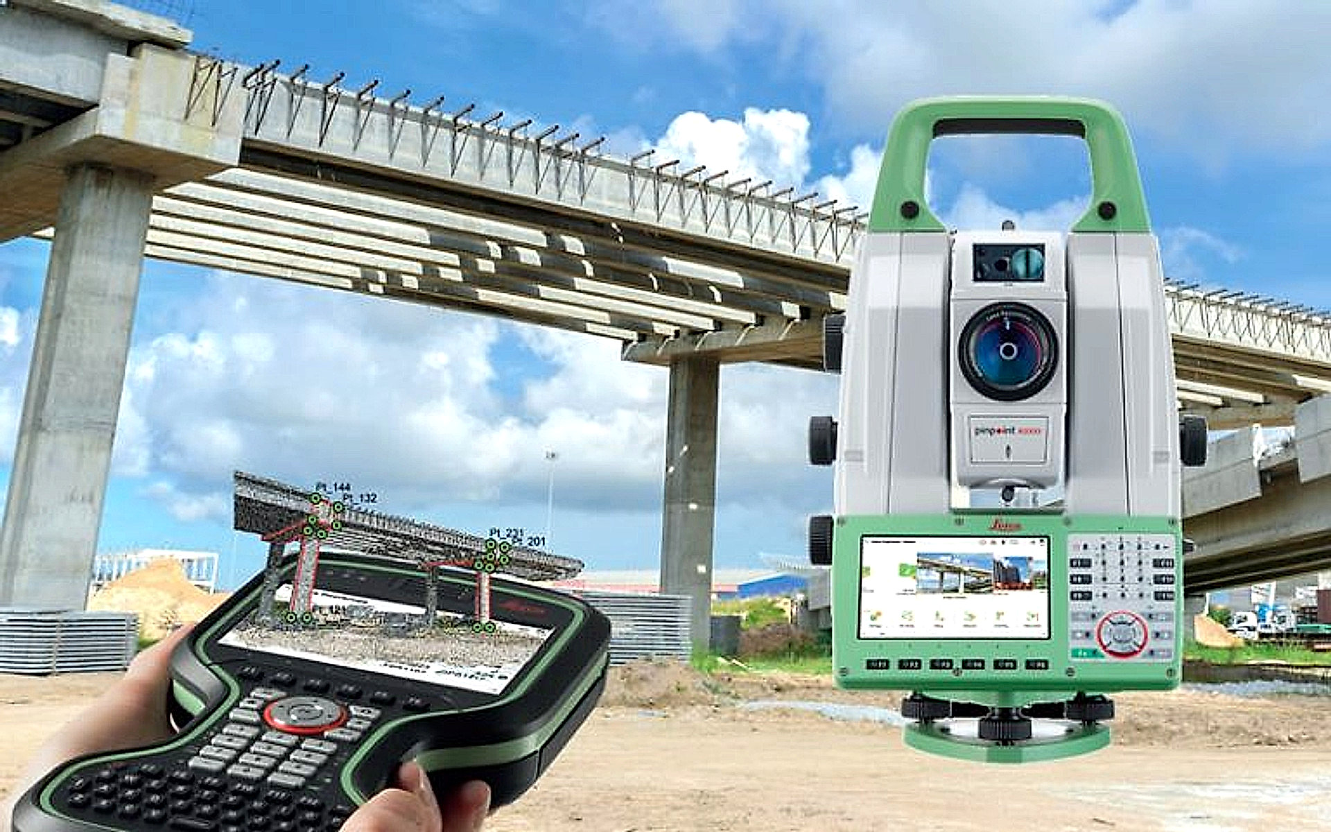Station totale Leica sur chantier — Digitopo Cameroun Sarl